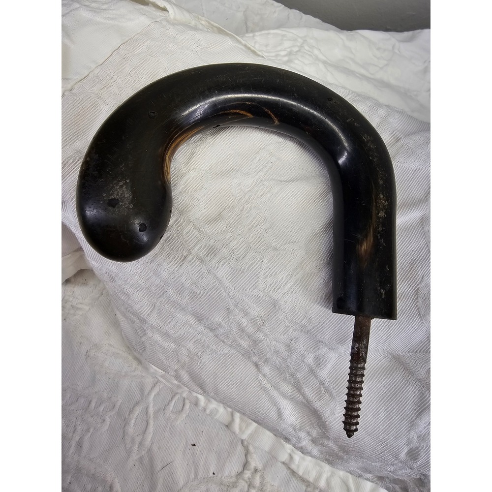 Antique Buffalo Horn Cane Handle Black Good Hand‎ Carved Crook walking stick